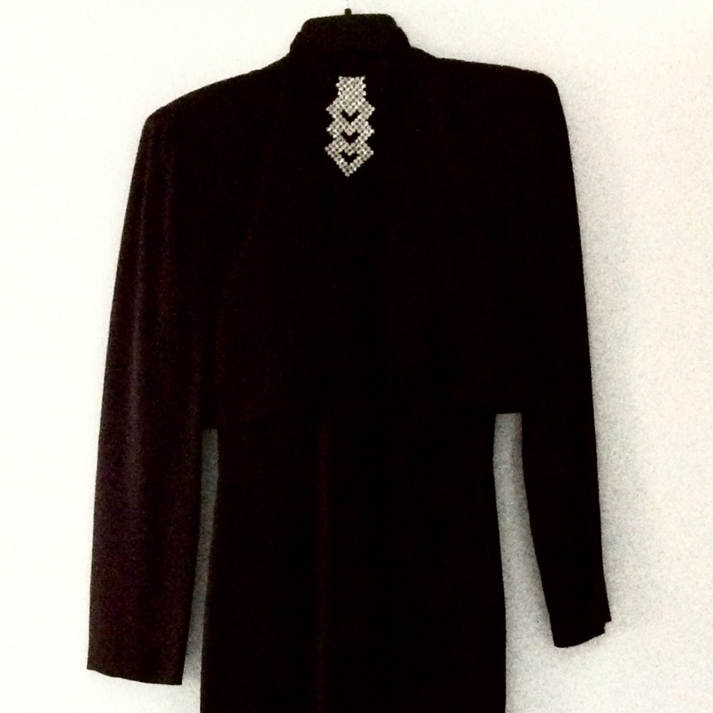 Jessica Howard SEXY Little Black Dress with Rhinestones & Jacket Set *STUNNING*